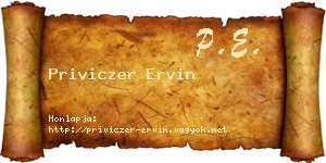 Priviczer Ervin névjegykártya